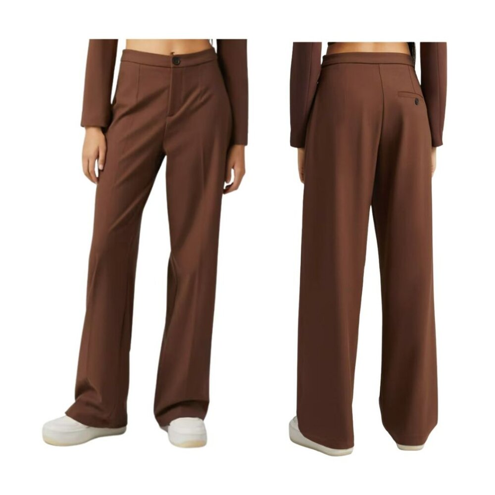 NWT ASOS Bershka Wide Leg Slouchy Dad Tailored Pants in Brown